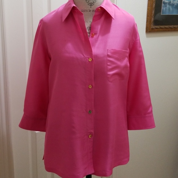 Lauren Ralph Lauren Tops - Ralph Lauren Lauren is raw pink silk 10 Vintage